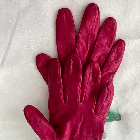 Genuine Leather Gloves Fuschia Size 7.5 - Picture 4 of 10
